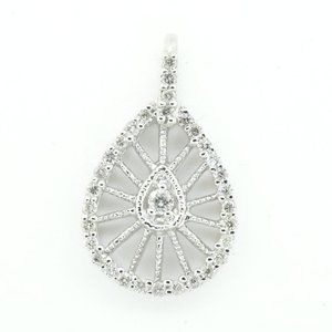 Womens 14K White Gold Diamond Pendant Charm